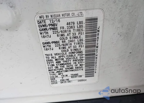 2017 Nissan Rogue Sl from USA, damaged, VIN JN8AT2MV7HW263774
